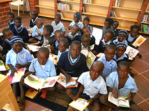 Children enjoying the new library